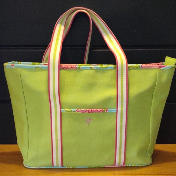 NWT Vintage Lilly Pulitzer‎ Gidget Green Diaper/Tote/ Beach Bag With Zip Closure - Picture 1 of 10